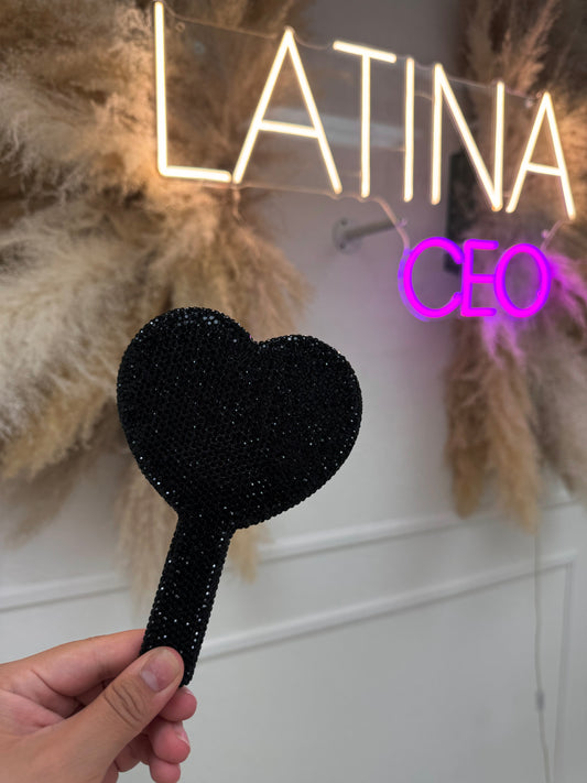 Black Bling Heart Mirror